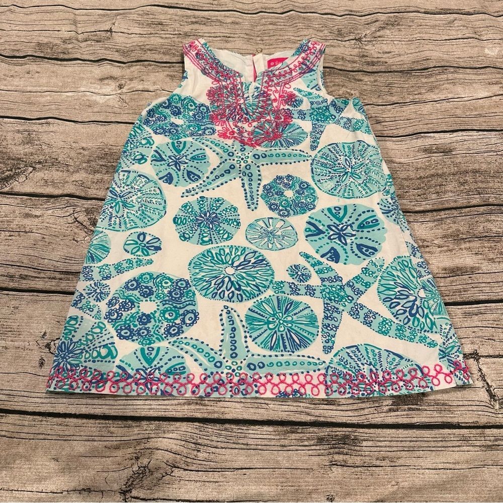 Lilly Pulitzer For Target Blue and Pink Sea Print Kids Dress Size 5t